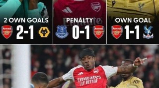 乌龙依赖症！阿森纳54脚射门0运动战进球，争冠之路已经敲响警钟