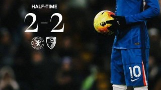 跨年战切尔西2-2伯恩茅斯，联赛7轮仅1胜，下轮战曼城迎考验