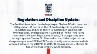 英足总官方：对切尔西提起74项财务指控 需9月19日前作出回应